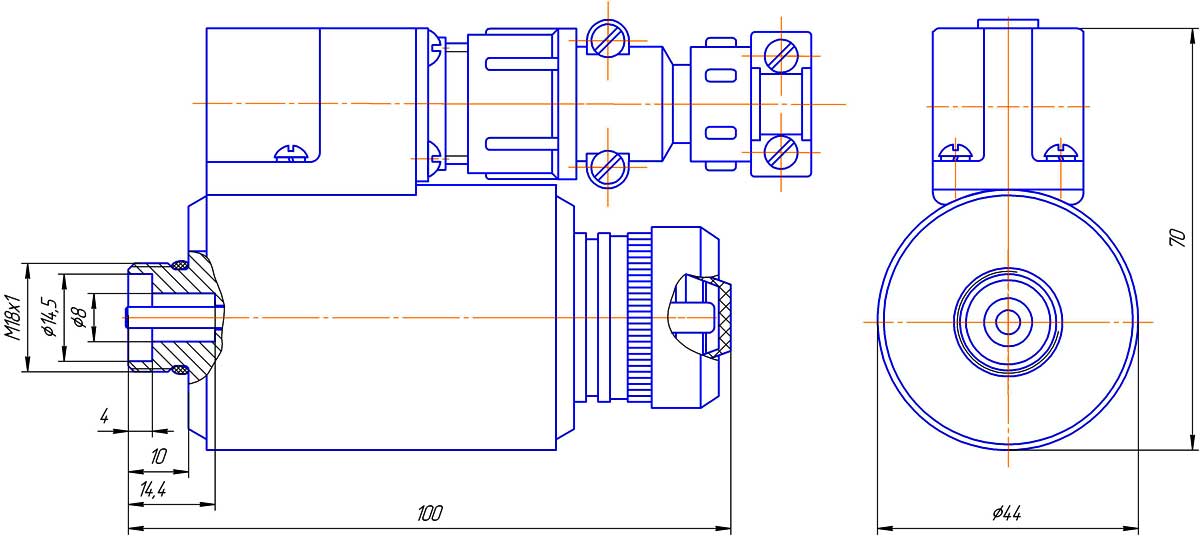Конструктивная схема привода гидрораспределителя типа ЭмРЕ 6 – В – Г *-УХЛ1
